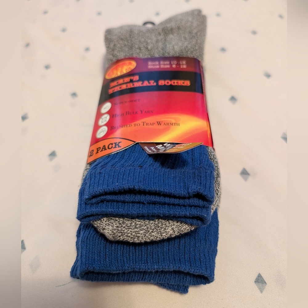 Extra warm men's thermal socks 2 pack sock size 10-13 shoe size 6-12 NWT